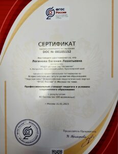 Сертификат Профессиональный стандарт педагога